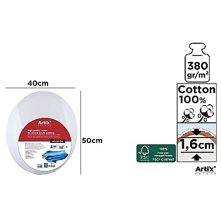 Panza/ Carton panzat pentru pictura - RAMA CU PANZA OVALA IPB 40*50CM 380GR PP96-4050