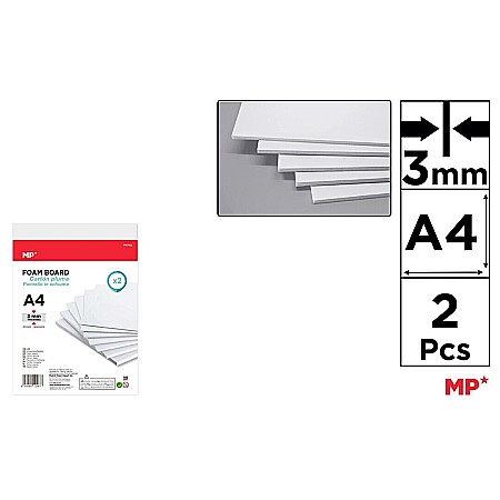 FINE ARTS&GRAPHICS - CARTON MOUSSE IPB A4 3MM 2/SET ALB PN742