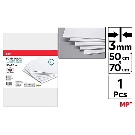 FINE ARTS&GRAPHICS - CARTON MOUSSE IPB 50*70CM 3MM ALB PN744