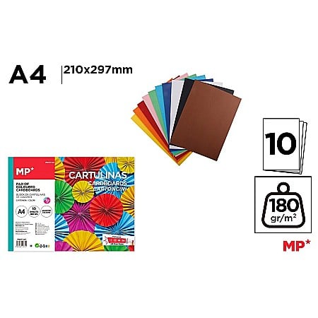 RECHIZITE SCOLARE - CARTON COLOR IPB A4 180GR 10/SET CULORI ASORTATE PN211-A4