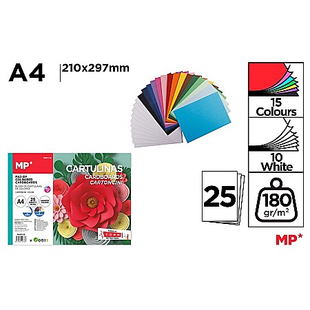 RECHIZITE SCOLARE - CARTON COLOR IPB A4 180GR 25/SET CULORI ASORTATE PN211-25