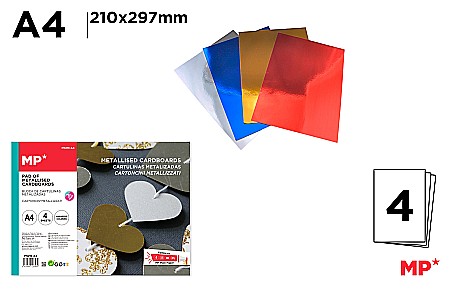 Hartie asortata, Carton asortat Mix - CARTON METALIZAT IPB A4 180GR 4/SET PN216-A4