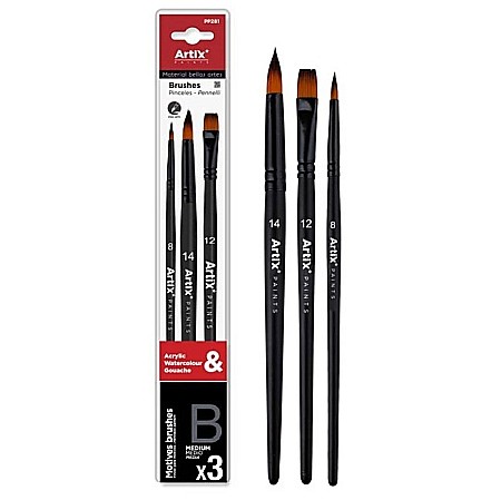 Pensule scolare set - PENSULE IPB PROFESIONALE 3/SET NR.12 PLAT, NR.8,14 ROTUND PP281