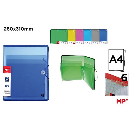 ORGANIZARE SI ARHIVARE - MAPA A4 PP IPB 6 COMPARTIMENETE VERTICALE DIVERSE CULORI, TRANSLUCIDA PC385