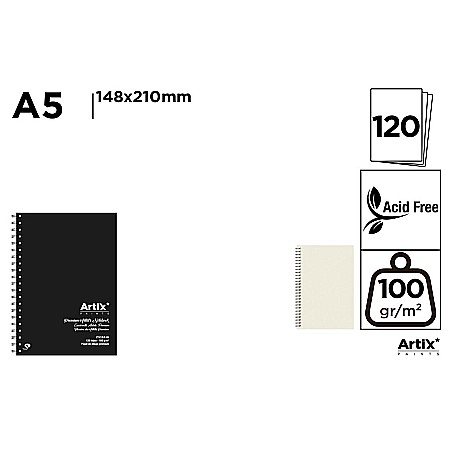 Blocuri de desen profesionale - CAIET SCHITE PREMIUM IPB A5 SPIRA 120F 100GR/M2 COPERTA NEAGRA PB388