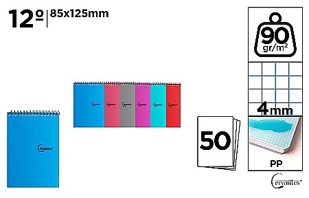 Carnetele/ notesuri/ bloc-notesuri - NOTES IPB PP 85*125MM SPIRA 50F PATRATELE CULORI ASORTATE PB192
