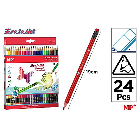 RECHIZITE SCOLARE - CREIOANE COLORATE IPB TRIUNGHIULARE CU RADIERA 24/SET PP825