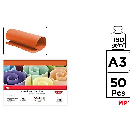 HARTIE PRODUSE DIN HARTIE - CARTON COLOR IPB A3 180GR 50/SET PORTOCALIU PN429A3-08