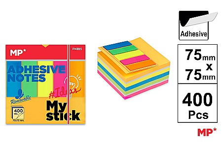Cuburi de hartie - POST IT CUB IPB 75*75MM CU STICK INDEX STEAG 400/SET CULORI INTENSE PN185