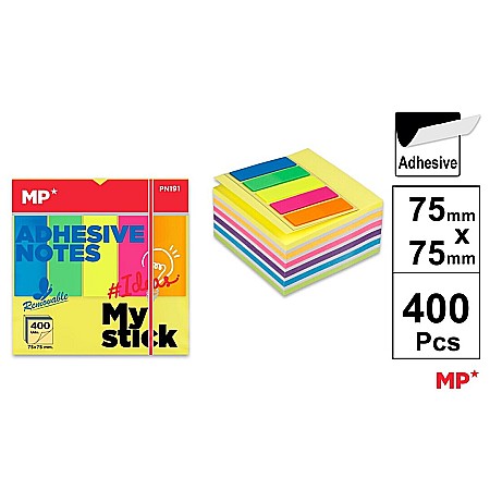 Notite autoadezive - POST IT CUB IPB 75*75MM CU STICK INDEX STEAG 400/SET CULORI INTENSE PN191