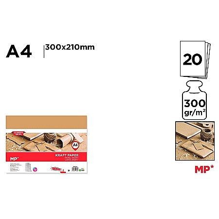 Hartie asortata, Carton asortat Mix - CARTON KRAFT IPB A4 300GR 20/SET PN308
