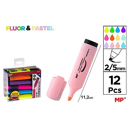 Textlinere - TEXTMARKER IPB 12/SET FLUOR SI PASTEL VARF 2MM-5MM PE509
