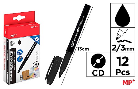 INSTRUMENTE DE SCRIS - MARKER PERMANENT IPB PENTRU CD 2/3MM NEGRU PE511N-S