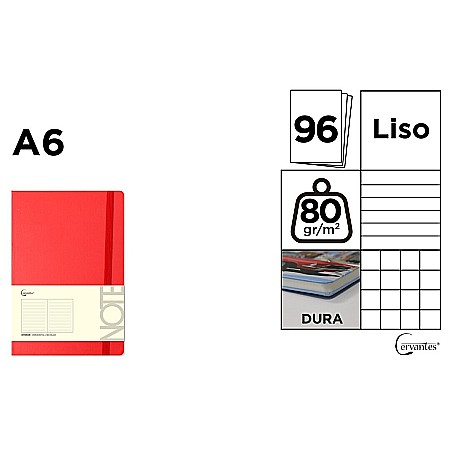 HARTIE PRODUSE DIN HARTIE - NOTES IPB A6 CERVANTES CU ELASTIC 96F ROSU AR/ DR/ VE PB648