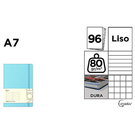 HARTIE PRODUSE DIN HARTIE - NOTES IPB A7 CERVANTES CU ELASTIC 96F ALBASTRU AZUR PASTEL AR/ DR/ VE PB661