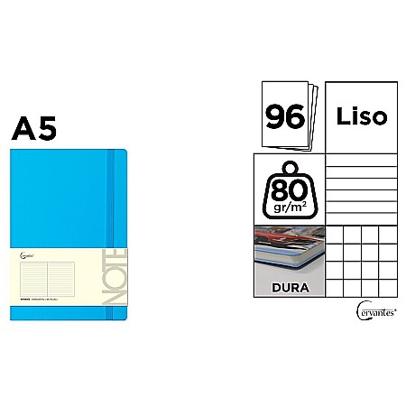 HARTIE PRODUSE DIN HARTIE - NOTES IPB A5 CERVANTES CU ELASTIC 96F ALBASTRU AZUR AR/ DR/ VE PB683