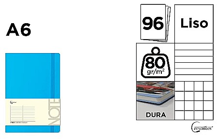 RECHIZITE SCOLARE - NOTES IPB A6 CERVANTES CU ELASTIC 96F ALBASTRU AZUR PB684