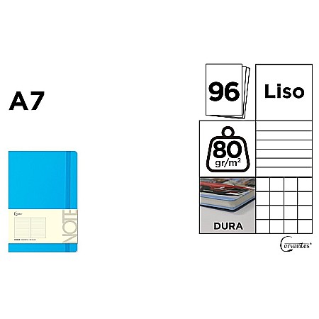HARTIE PRODUSE DIN HARTIE - NOTES IPB A7 CERVANTES CU ELASTIC 96F ALBASTRU AZUR AR/ DR/ VE PB685