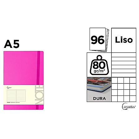 HARTIE PRODUSE DIN HARTIE - NOTES IPB A5 CERVANTES CU ELASTIC 96F ROZ INTENS AR/ DR/ VE PB689