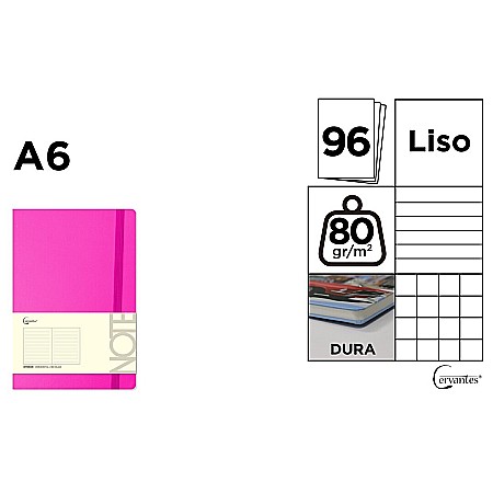 HARTIE PRODUSE DIN HARTIE - NOTES IPB A6 CERVANTES CU ELASTIC 96F ROZ INTENS AR/ DR/ VE PB690