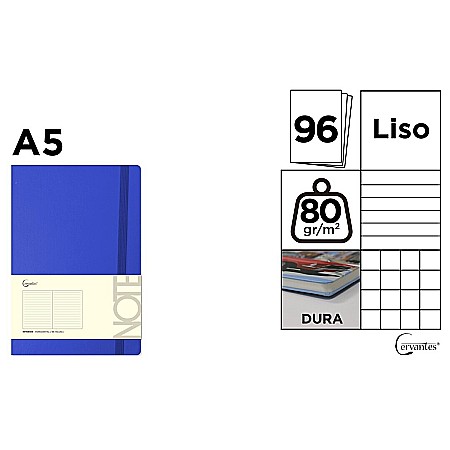HARTIE PRODUSE DIN HARTIE - NOTES IPB A5 CERVANTES CU ELASTIC 96F ALBASTRU INTENS AR/ DR/ VE PB695