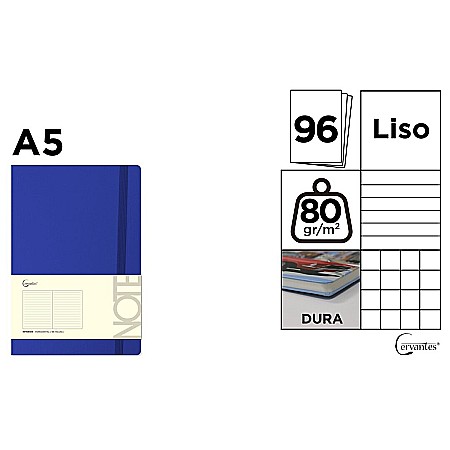 HARTIE PRODUSE DIN HARTIE - NOTES IPB A5 CERVANTES CU ELASTIC 96F ALBASTRU COBALT AR/ DR/ VE PB802