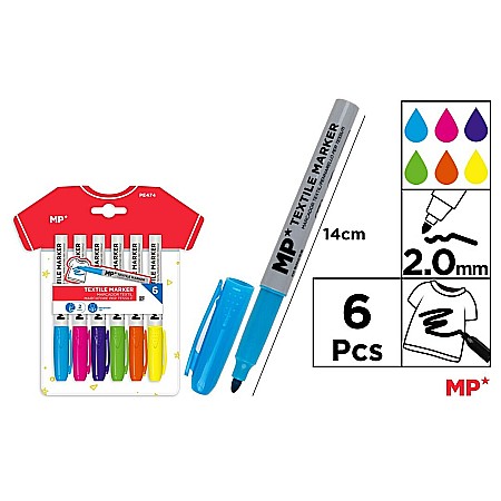 Markere textile - MARKER TEXTILE IPB VF ROTUND 2.0MM 6 CULORI/SET PE474