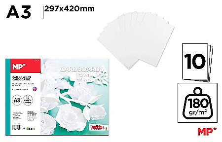 Cartoane/ Hartii Decor 50x70, 70x100, A4 - CARTON ALB IPB A3 180GR 10/SET PN211B-A3