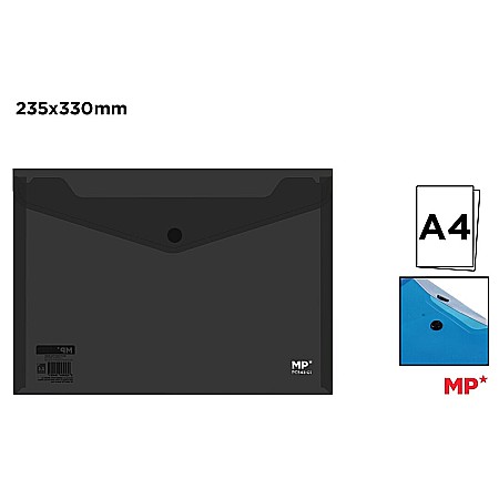 Mape tip plic cu capsa - MAPA PLASTIC IPB A4 CU BUTON NEGRU TRANSPARENT PC543-01