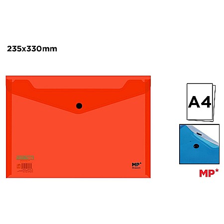 Mape tip plic cu capsa - MAPA PLASTIC IPB A4 CU CAPSA PORTOCALIU TRANSPARENT PC543-11