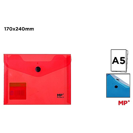 Mape tip plic cu capsa - MAPA PLASTIC IPB A5 CU CAPSA ROSU TRANSPARENT PC544-11