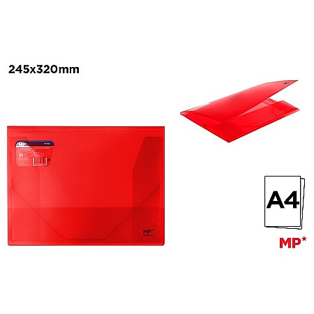 Dosar plic din plastic cu elastic - DOSAR PLIC PP A4 IPB CU ELASTIC ROSU TRANSLUCID PC552-11