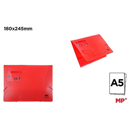 Dosar plic din plastic cu elastic - DOSAR PLIC PP A5 IPB CU ELASTIC ROSU PC553-02