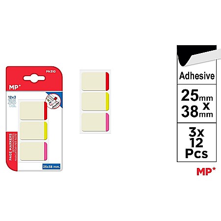 ORGANIZARE SI ARHIVARE - INDEX ADEZIV IPB PAGE MARKERS 25*38MM 3*12PCS PN310