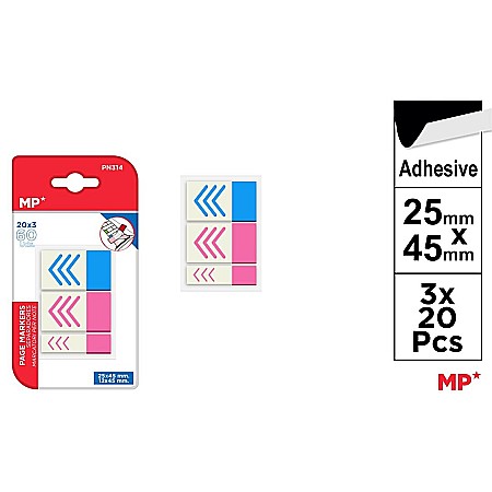 ORGANIZARE SI ARHIVARE - INDEX ADEZIV IPB PAGE MARKERS 25*45MM 3*20PCS PN314