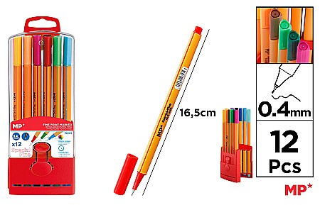 INSTRUMENTE DE SCRIS - FINELINER IPB VARF 0.4MM 12 CULORI/SET PE204