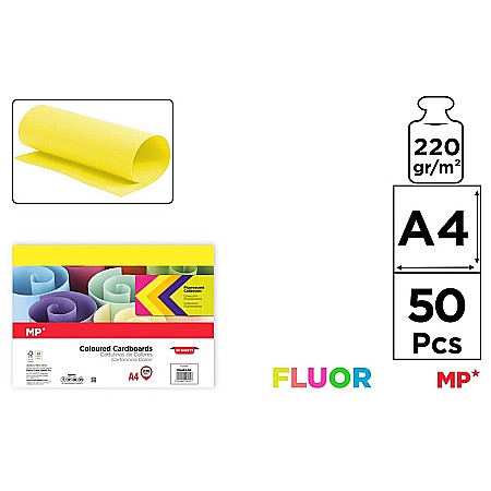 RECHIZITE SCOLARE - CARTON COLOR IPB A4 220GR 50/SET GALBEN NEON PN485-50