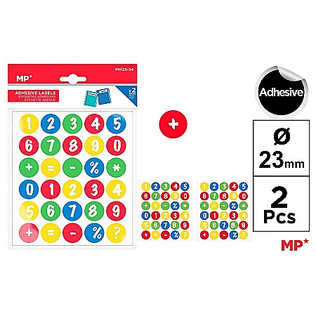 HARTIE PRODUSE DIN HARTIE - BULINE ADEZIVE IPB COLOR CU NUMERE 23MM 2 COLI/SET PN125-34