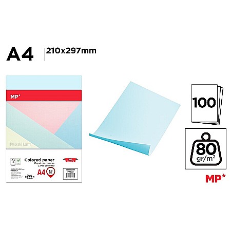 HARTIE PRODUSE DIN HARTIE - HARTIE COLOR IPB A4 80GR 100/SET ALBASTRU AZUR PASTEL PN322