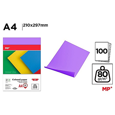 Hartie si cartoane colorate - HARTIE COLOR IPB A4 80GR 100/SET VIOLET INTENS PN330