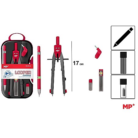 COMPAS IPB 170MM 5 PIESE ROSU PA119-2 [1]