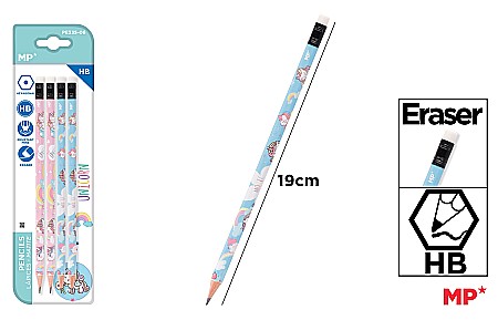 Creioane grafit - CREION GRAFIT IPB HB CU RADIERA 4/SET UNICORN PE335-06