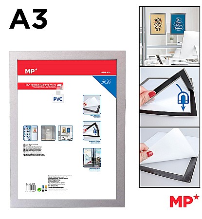 MIJLOACE DE PREZENTARE - AVIZIER MAGNETIC IPB A3 RAMA ARGINTIE PA148-A3P