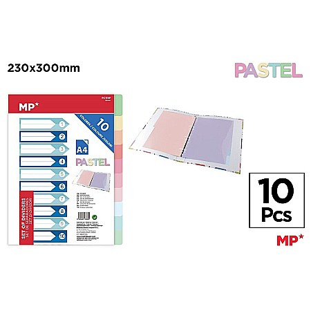ORGANIZARE SI ARHIVARE - SEPARATOARE INDEX PLASTIC IPB A4, 1-10, 10 CULORI/SET PASTEL PC119P