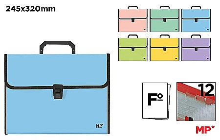 ORGANIZARE SI ARHIVARE - SERVIETA IPB A4 PP 12 COMPARTIMENTE CU MANER CULORI PASTEL PC305AF-P