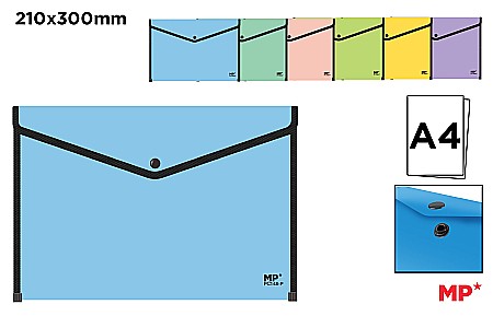 Mape tip plic cu capsa - MAPA PLASTIC IPB A4 CU CAPSA CULORI ASORTATE CU MARGINI NEGRE PC148-P