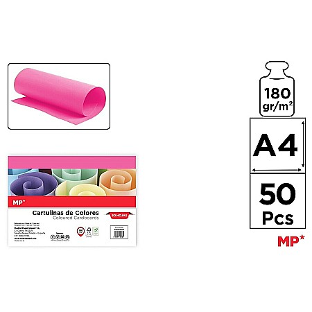 Hartie asortata, Carton asortat Mix - CARTON COLOR IPB A4 180GR 50/SET FUCSIA PN488-50