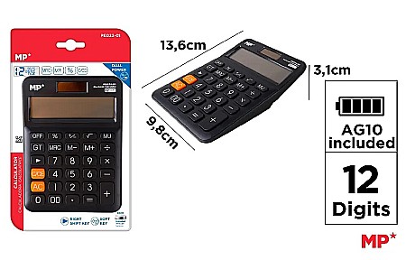 APARATURA PENTRU BIROU - CALCULATOR BIROU IPB 12DIG NEGRU PE032-01
