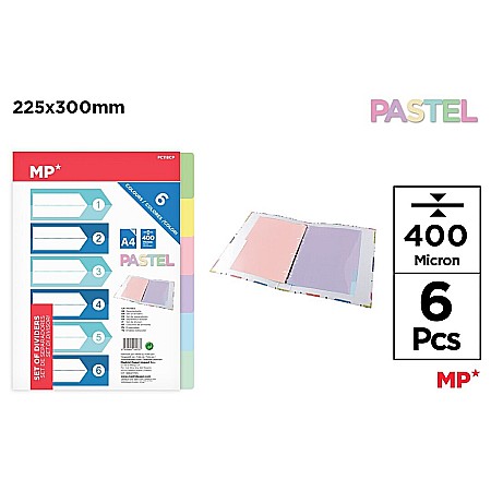 Separatoare index si separatoare biblioraft - SEPARATOARE INDEX PP IPB A4, 1-6, 6 CULORI/SET PASTEL PC118CP