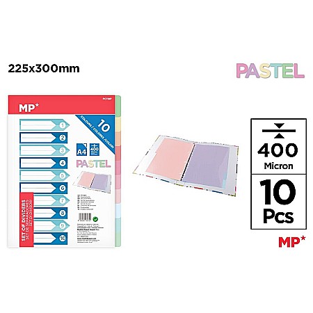 Separatoare index si separatoare biblioraft - SEPARATOARE INDEX PP IPB A4, 1-10, 10 CULORI/SET PASTEL PC118P